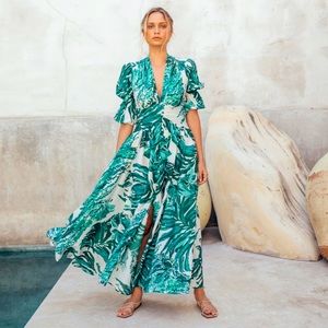 green emerald velvet dress TAHIRAE GOWN